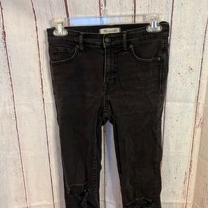 Madewell black skinny distressed jeans